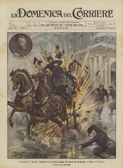 Der Terrorismus in Russland, Ermordung des Großfürsten Sergej durch eine Bombe in Moskau (17. Februar) von Achille Beltrame