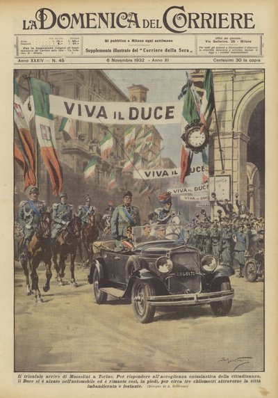Der triumphale Ankunft Mussolinis in Turin von Achille Beltrame