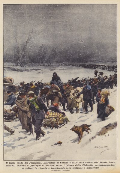 Der traurige Exodus der Finnen von Achille Beltrame