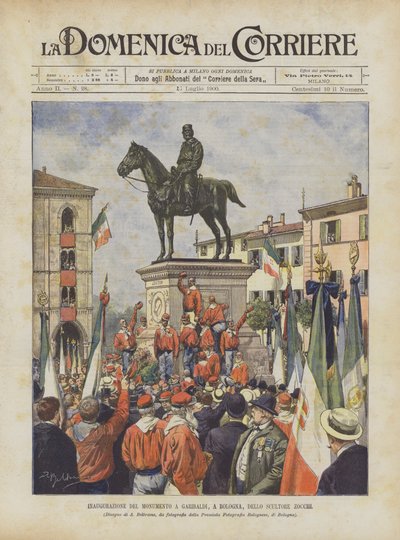 Einweihung des Denkmals für Garibaldi in Bologna, von Bildhauer Zocchi von Achille Beltrame