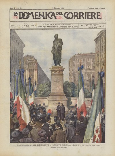Einweihung des Denkmals für Giuseppe Parini in Mailand, 26. November 1899 von Achille Beltrame