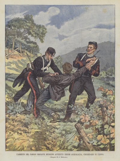 Die Verhaftung des berühmten Banditen Musolino bei Acqualagna, Bezirk Urbino von Achille Beltrame