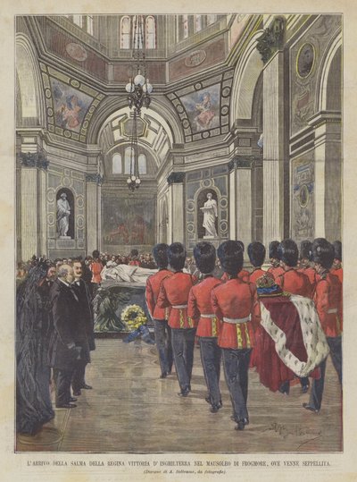 Die Ankunft des Leichnams der Königin Victoria von England im Mausoleum von Frogmore, wo sie beigesetzt wurde von Achille Beltrame