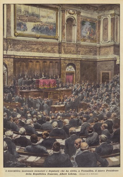 Die Nationalversammlung (Senatoren und Abgeordnete), die in Versailles den neuen Präsidenten gewählt hat... von Achille Beltrame