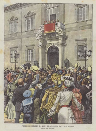 Kaiser Wilhelm II. in Rom, die Jubelrufe vor dem Quirinal von Achille Beltrame