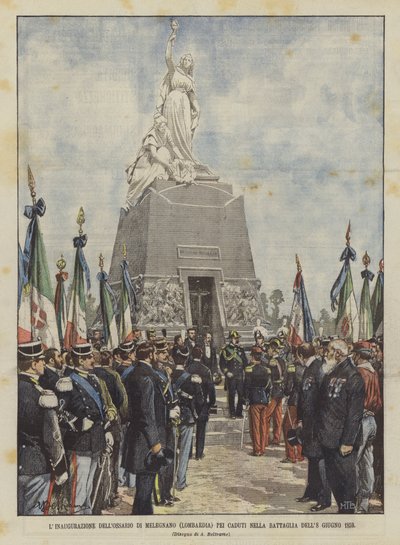 Die Einweihung des Beinhauses von Melegnano (Lombardei) für die Gefallenen der Schlacht vom 8. Juni 1859 von Achille Beltrame