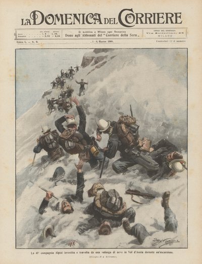 Die 41. Alpini-Kompanie wird bei einer Schneewanderung im Aostatal von einer Lawine erfasst und verschüttet von Achille Beltrame