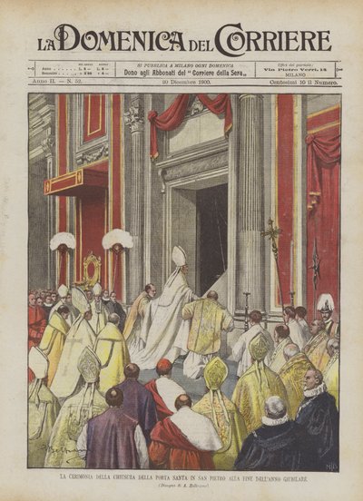 Die Zeremonie des Schließens der Heiligen Pforte in St. Peter am Ende des Jubiläumsjahres von Achille Beltrame