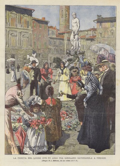 Die Blüte An Der Stelle, Wo Fra Girolamo Savonarola In Florenz Verbrannt Wurde von Achille Beltrame