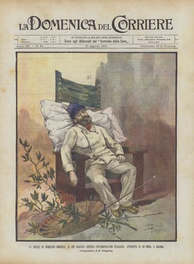 Der Tod von Domenico Morelli, dem größten zeitgenössischen italienischen Künstler, am 13. des Monats in Neapel von Achille Beltrame