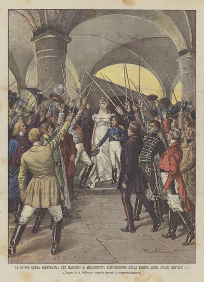 Die neue Oper Germania von Maestro A. Franchetti, das Erscheinen der Königin Luisa (Finale des zweiten Aktes) von Achille Beltrame