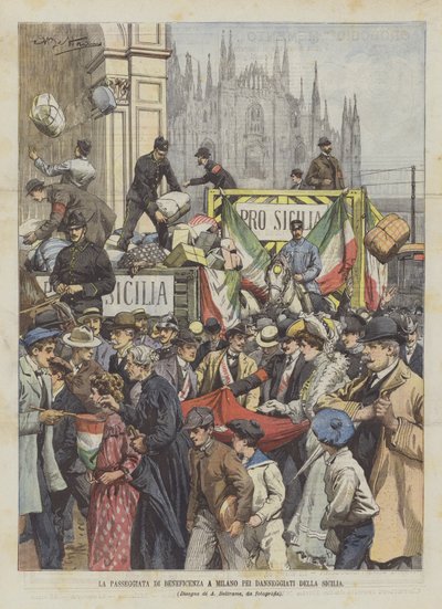 Der Wohltätigkeitsspaziergang in Mailand für die Geschädigten Siziliens von Achille Beltrame