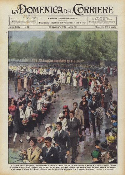 Das Fest der Eheschließung, gefeiert in ganz Latium mit 2620 Hochzeiten, fand in Rom statt von Achille Beltrame