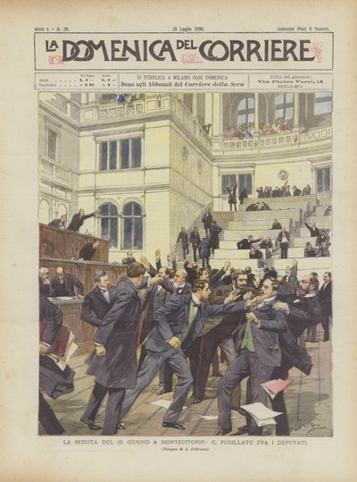 Die Sitzung Vom 30. Juni In Montecitorio, Der Faustkampf Zwischen Den Abgeordneten von Achille Beltrame