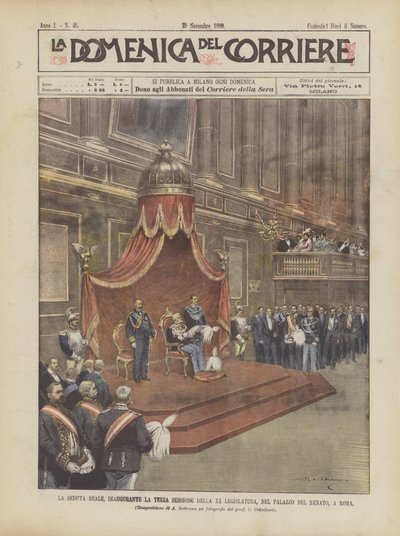 Die königliche Sitzung zur Eröffnung der dritten Sitzung der XX. Legislaturperiode im Senatspalast in Rom von Achille Beltrame