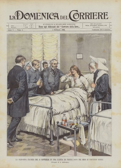 Fräulein Fischer erwacht nach drei Monaten ununterbrochenen Schlafs in einer Klinik in Wien von Achille Beltrame