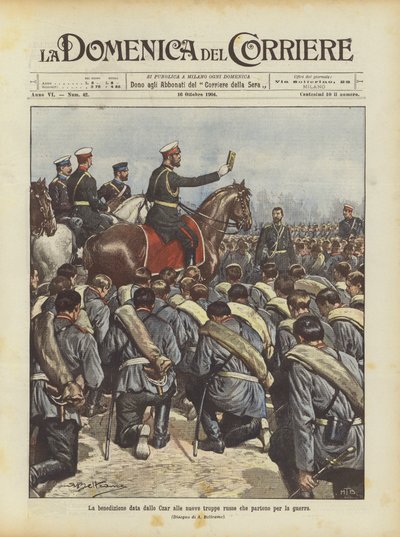 Der Segen des Zaren für die neuen russischen Truppen, die in den Krieg ziehen von Achille Beltrame