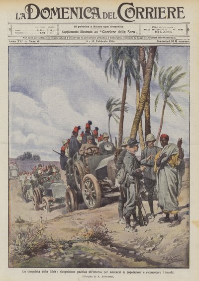 Die Eroberung Libyens, friedliche Erkundung im Landesinneren zur Freundschaft mit den Einheimischen und Erkennung der Orte von Achille Beltrame