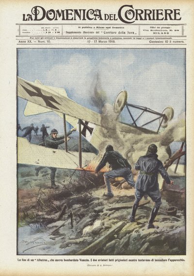 Das Ende eines Albatros, der Venedig bombardiert hatte von Achille Beltrame