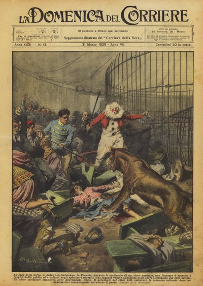 Die Flucht des wilden Tieres von Achille Beltrame