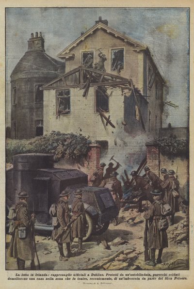 Der Kampf in Irland, offizielle Vergeltungsmaßnahmen in Dublin von Achille Beltrame