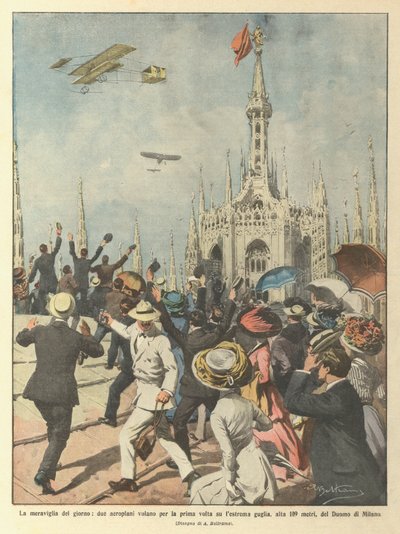 Das Wunder des Tages, zwei Flugzeuge fliegen zum ersten Mal über die höchste Spitze von Achille Beltrame