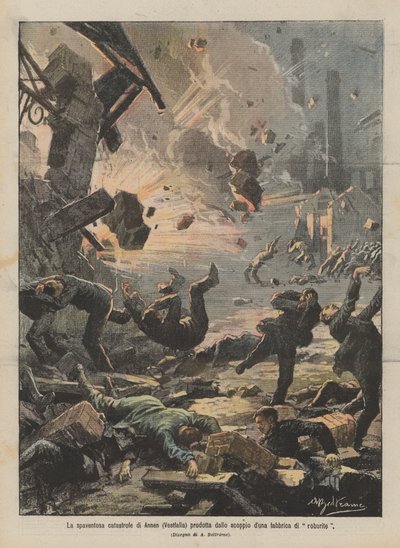 Die schreckliche Katastrophe von Annen (Westfalen) durch die Explosion einer Roburitfabrik von Achille Beltrame