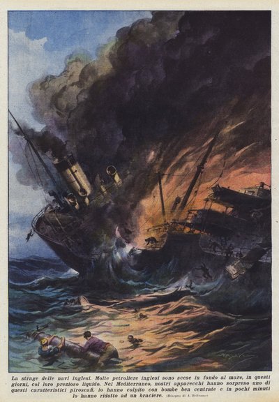 Das Massaker an den englischen Schiffen von Achille Beltrame