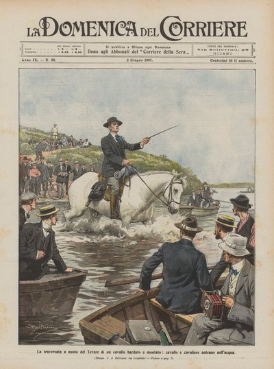 Die Überquerung des Tiber zu Pferd von Achille Beltrame