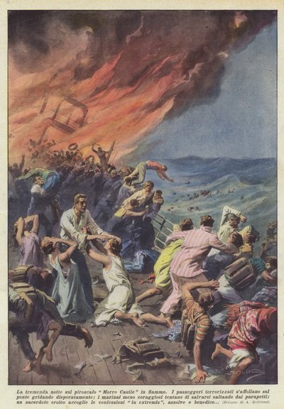 Die schreckliche Nacht auf dem brennenden Dampfer Morro Castle von Achille Beltrame