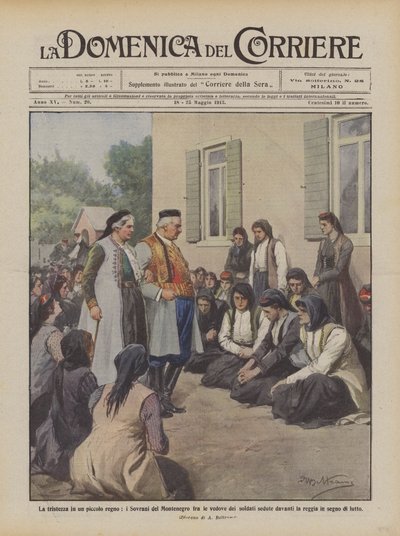 Die Traurigkeit in einem kleinen Königreich, die Herrscher von Montenegro unter den Witwen der Soldaten von Achille Beltrame