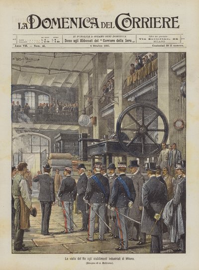 Der Besuch des Königs in den Industrieanlagen von Mailand von Achille Beltrame