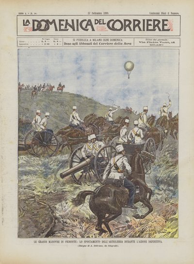 Die großen Manöver im Piemont, die Verlagerung der Artillerie während der endgültigen Aktion von Achille Beltrame