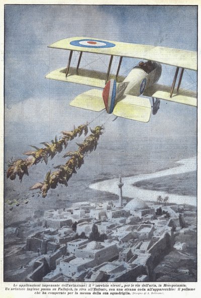 Die unerwarteten Anwendungen der Luftfahrt, der Lebensmittelservice über die Luftwege in Mesopotamien von Achille Beltrame