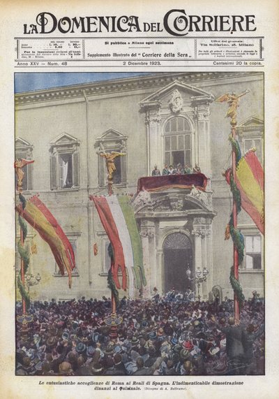 Die begeisterten Empfänge Roms für die Könige von Spanien von Achille Beltrame