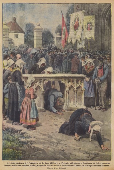 Die kuriosen Feste, die Vergebung von S. Yves Heloury, in Treguier (Bretagne) von Achille Beltrame