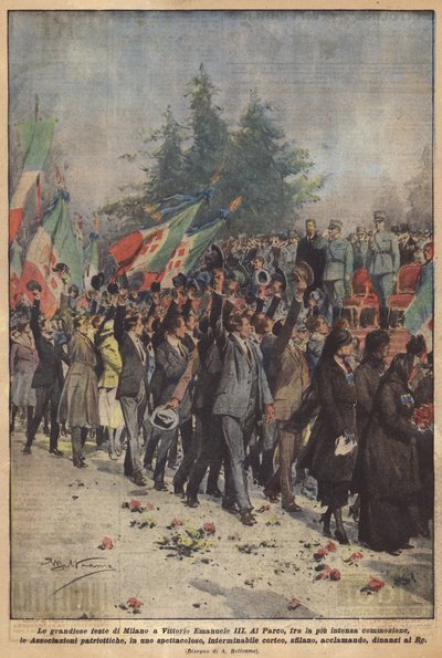 Die grandiosen Feste in Mailand für Vittorio Emanuele III von Achille Beltrame