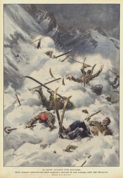 Die winterlichen Gefahren des Berges von Achille Beltrame
