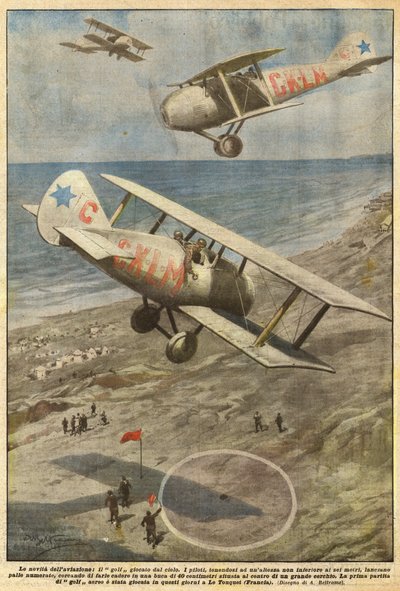 Die Neuheiten der Luftfahrt, Golf gespielt vom Himmel von Achille Beltrame