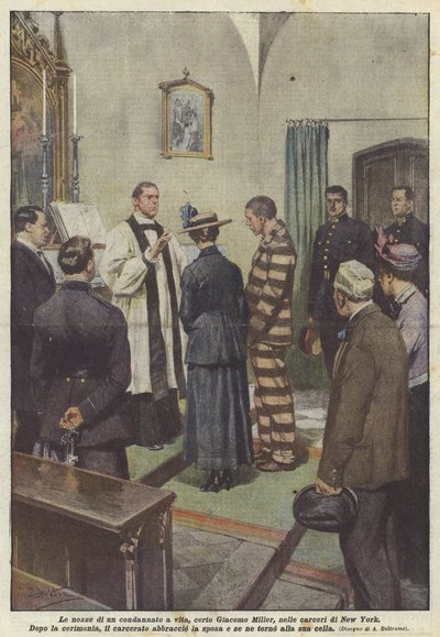 Die Hochzeit eines lebenslänglich Verurteilten, Giacomo Miller, im Gefängnis von New York von Achille Beltrame