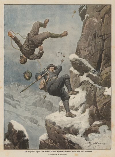 Die alpinen Tragödien, der Tod zweier Mailänder Bergsteiger in den Alpen des Dauphiné von Achille Beltrame