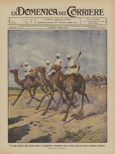 Die einheimischen Truppen der Kolonie Eritrea in Tripolitanien, Erkundung in Richtung der Schützengräben von Achille Beltrame