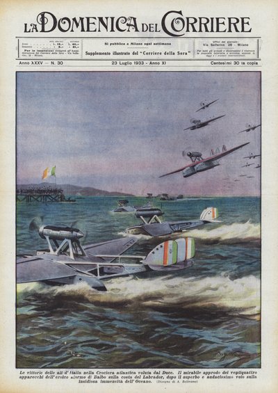 Die Siege der italienischen Flügel bei der Atlantik-Kreuzfahrt, die vom Duce gewünscht wurde von Achille Beltrame