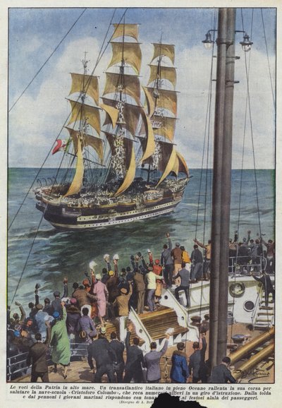 Die Stimmen des Vaterlandes auf hoher See von Achille Beltrame