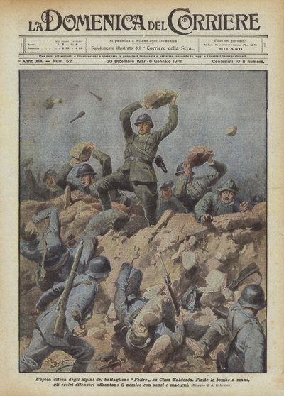 Die epische Verteidigung der Alpini des Bataillons Feltre auf dem Cima Valderoa von Achille Beltrame
