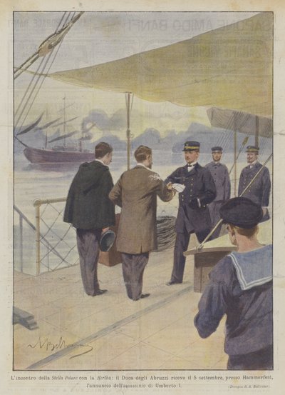 Das Treffen der Stella Polare mit der Hertha, der Herzog der Abruzzen empfängt am 5. September... von Achille Beltrame