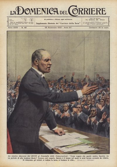 Die historische Rede des Duce vor dem Rat der Korporationen von Achille Beltrame