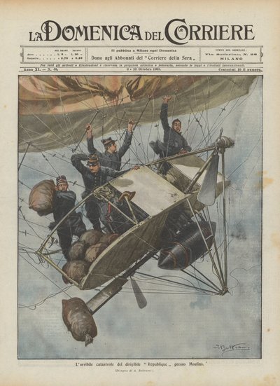 Die schreckliche Katastrophe des Luftschiffs Republique bei Moulins von Achille Beltrame