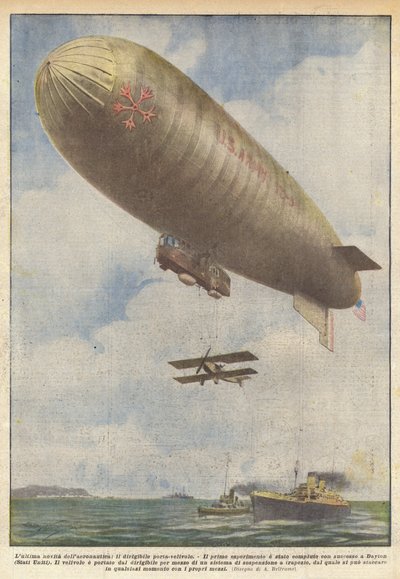 Die neueste Errungenschaft der Luftfahrt, das Luftschiff-Träger von Achille Beltrame