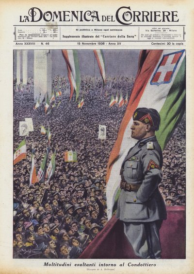 Jubelnde Menschenmengen um den Führer von Achille Beltrame